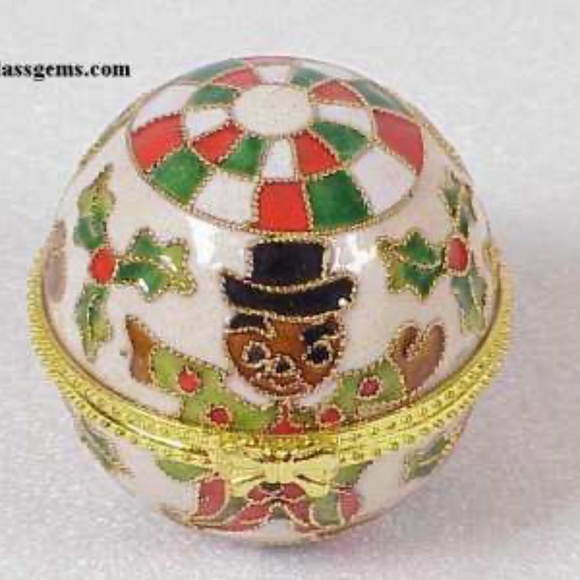 FINAL SALE PRICE NYCO International Cloisonne Mini Ball Box Ornament - Picture 1 of 4